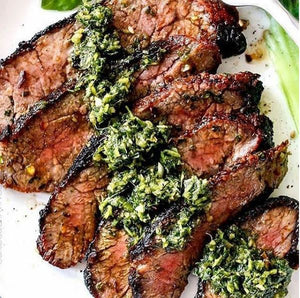 Grilled Asian Steak with Cilantro Basil Chimichurri